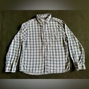 Goodfellow & Co Men’s Large Blue White Plaid Button Down Shirt Long Sleeve